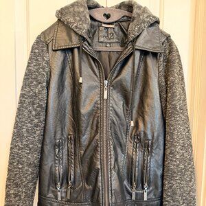 J2 Black Faux Leather Moto Jacket Size Large